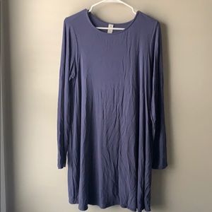 Blue Long Sleeve T-Shirt Dress
